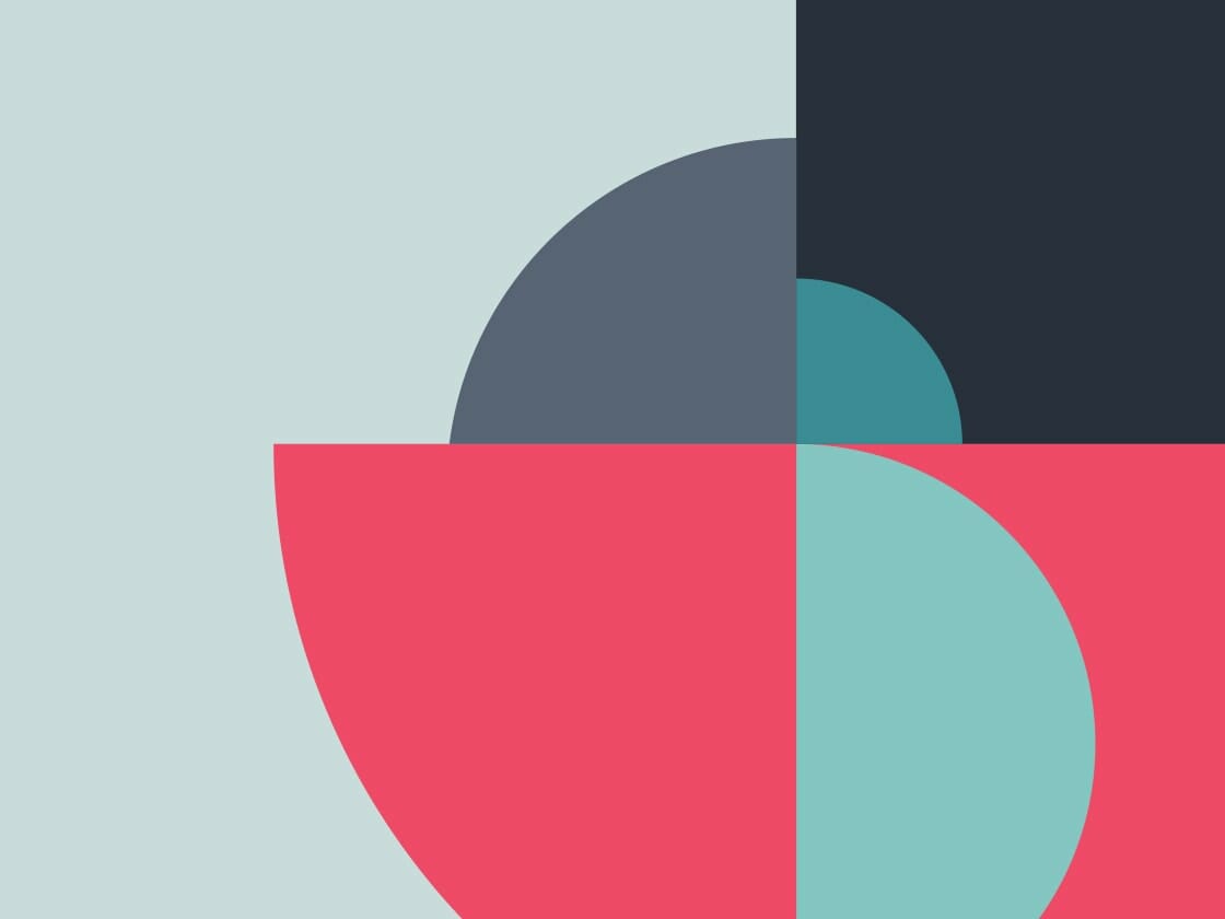 Overlapping geometric shapes in a minimalist moving shapes prototype design.