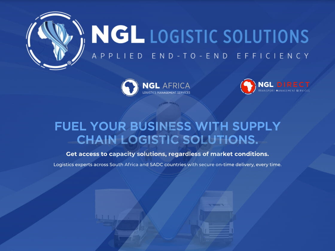 Corporate logistics company advertisement emphasizing fuel chain logistics solutions and reliable service in south africa and sadc countries.