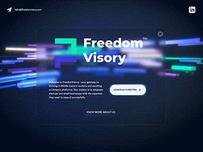 Projects 109 A graphic design for 'Freedomvisory' featuring a blurred motion background with prominent branding elements, highlighting the 'coming soon' announcement for their website.